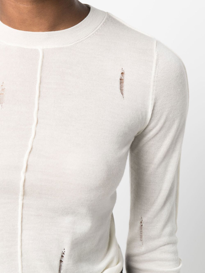 Shop Amiri Distressed Cashmere Jumper In Neutrals