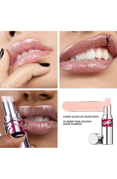 Saint Laurent Candy Glaze Lip Gloss Stick 02 Healthy Glow Plumper .11 oz/ 3.2 G In 2 Sweet Pink
