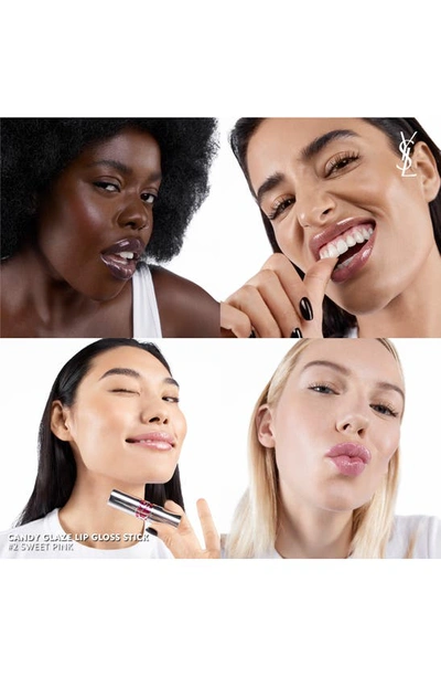 Saint Laurent Candy Glaze Lip Gloss Stick 02 Healthy Glow Plumper .11 oz/ 3.2 G In 2 Sweet Pink