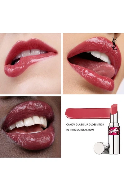 Saint Laurent Candy Glaze Lip Gloss Stick 05 Pink Satisfaction .11 oz/ 3.2 G In 5 Pink Satisfaction