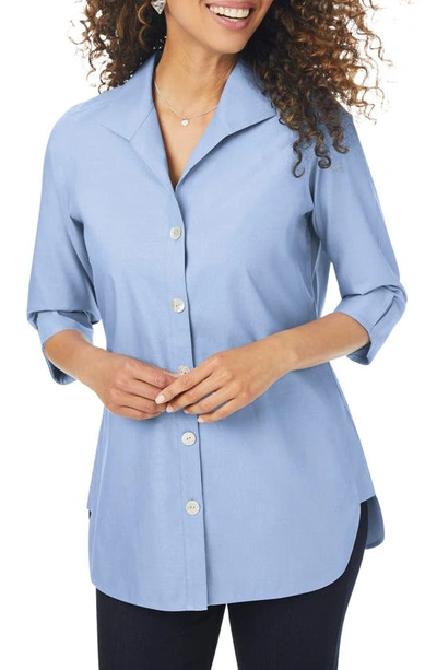Shop Foxcroft Pandora Non-iron Cotton Shirt In Blue Freesia