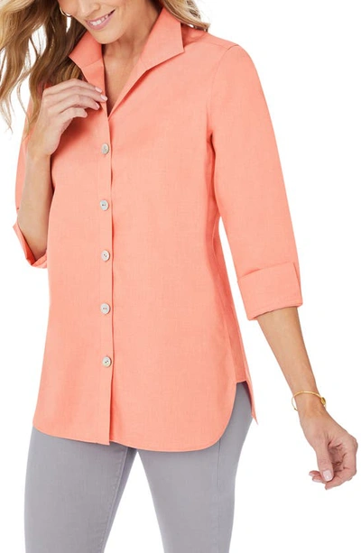 Shop Foxcroft Pandora Non-iron Cotton Shirt In Peach Sorbet