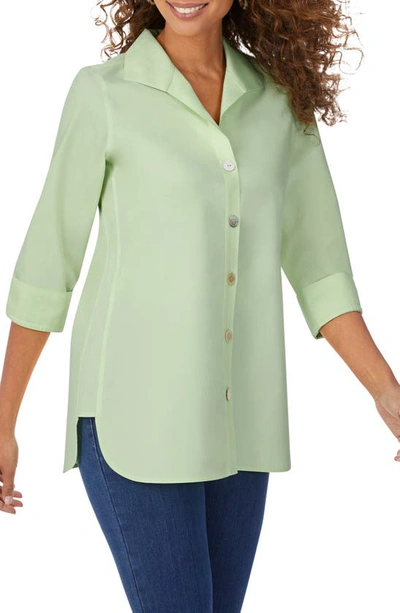 Foxcroft Pandora Non-iron Cotton Shirt In Sage Garden
