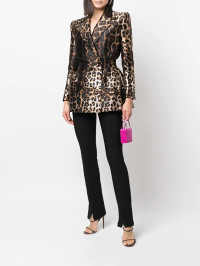 Shop Dolce & Gabbana Leopard Print Double-breasted Blazer In Black