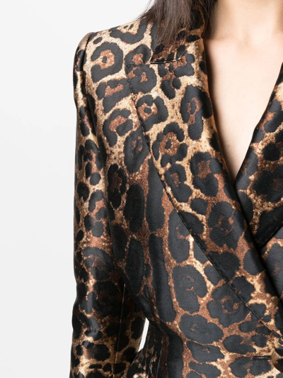 Shop Dolce & Gabbana Leopard Print Double-breasted Blazer In Black