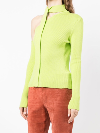 Shop Andersson Bell Conny Scar Neck Tight Knit Top In Green