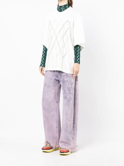 Andersson Bell Argyle String Embroidery Oversize T-shirt In White