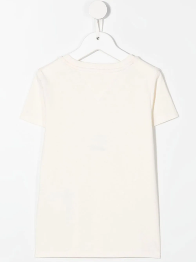 Shop Tommy Hilfiger Junior Logo-print Cotton T-shirt In Neutrals