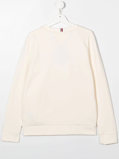 Shop Tommy Hilfiger Junior Teen Logo-print Cotton Sweatshirt In White