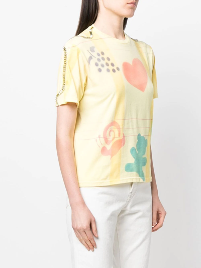 Shop Collina Strada Mix-print Organic-cotton T-shirt In Yellow