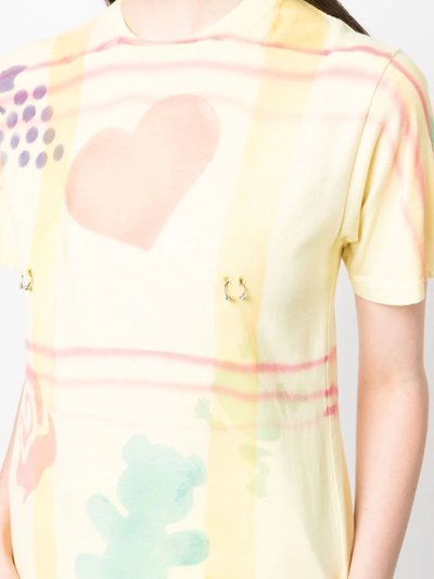 Shop Collina Strada Mix-print Organic-cotton T-shirt In Yellow