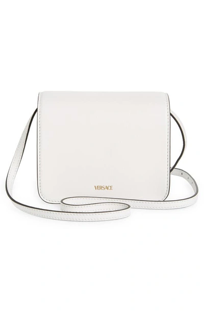Shop Versace La Medusa Leather Shoulder Bag In Optical White- Gold