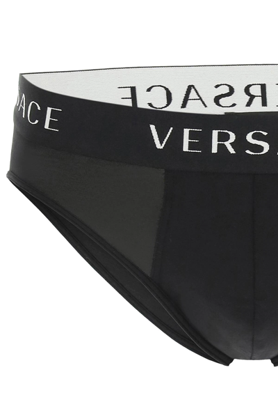 Shop Versace Underwear Low Briefs In Black