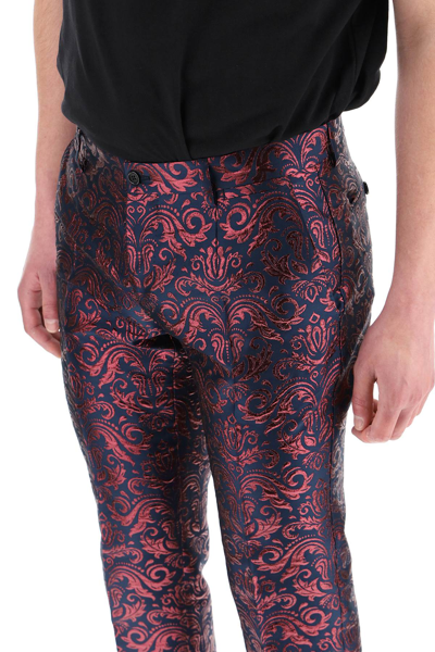 Shop Dolce & Gabbana Lurex Jacquard Trousers In Blue,red