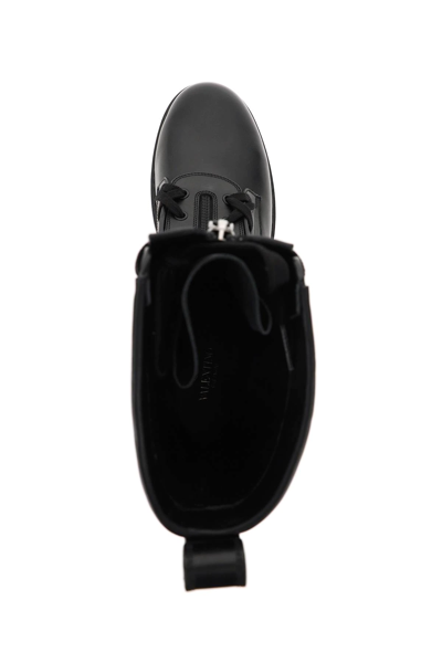 Shop Valentino Leather Xcombat Boots In Black