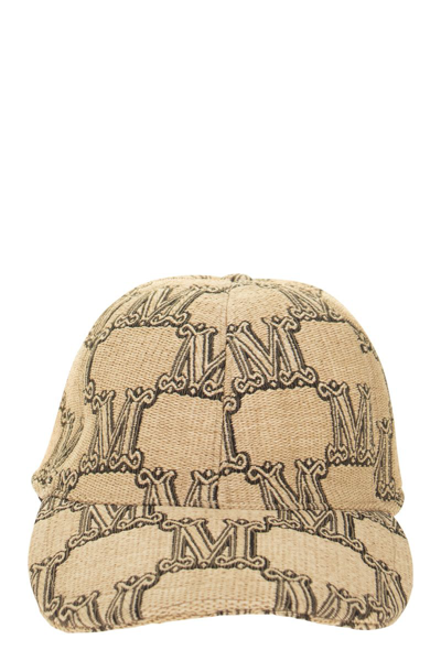 Shop Max Mara Capy - Baseball Cap In Jacquard Fabric In Beige