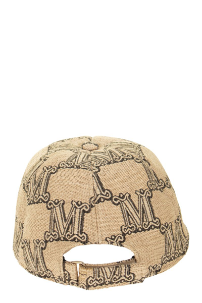 Shop Max Mara Capy - Baseball Cap In Jacquard Fabric In Beige