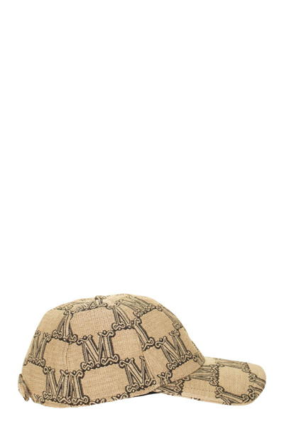 Shop Max Mara Capy - Baseball Cap In Jacquard Fabric In Beige