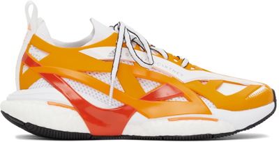 Shop Adidas By Stella Mccartney White Solarglide Sneakers In Crew Orange/active O