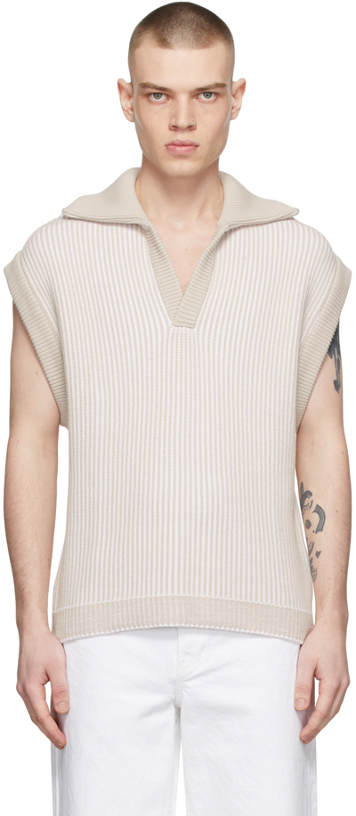 Shop Solid Homme Beige Cotton Vest In Beige 521e