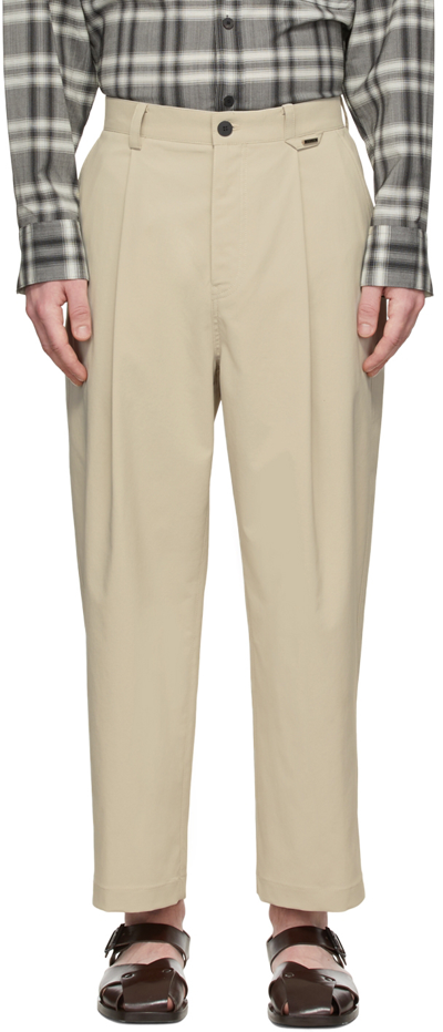 Shop Solid Homme Beige Polyester Trousers In Beige 652e