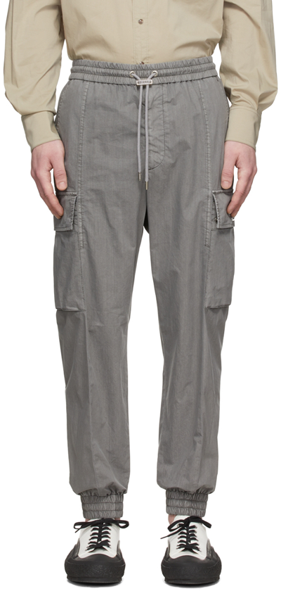 Shop Solid Homme Grey Cotton Cargo Pants In Gray 668g