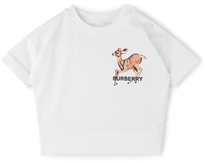 Shop Burberry Baby White Deer T-shirt