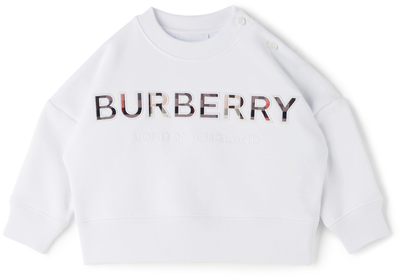 Shop Burberry Baby White Logo Sweatshirt
