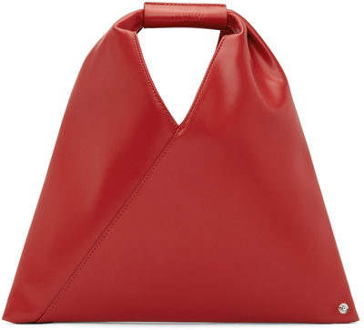 Shop Mm6 Maison Margiela Ssense Exclusive Red Nano Faux-leather Triangle Tote