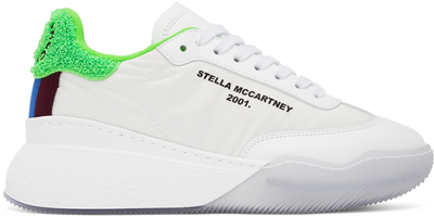 Shop Stella Mccartney White & Green Loop Sneakers In 3019 Fluo Green/whit