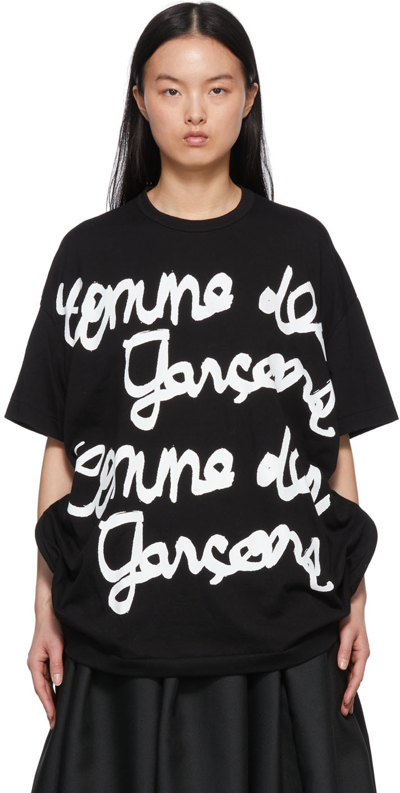 Shop Comme Des Garçons Black Cotton T-shirt In 1 Black/white