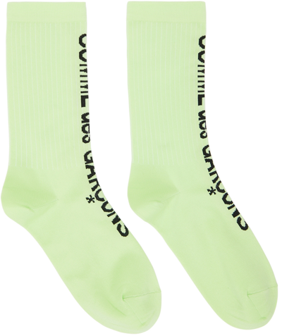 Shop Comme Des Garçons Green Logo Socks In 2 Light Green