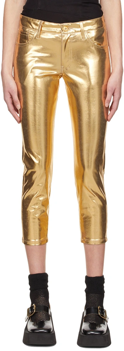 Shop Junya Watanabe Gold Polyester Trousers In 2 Gold