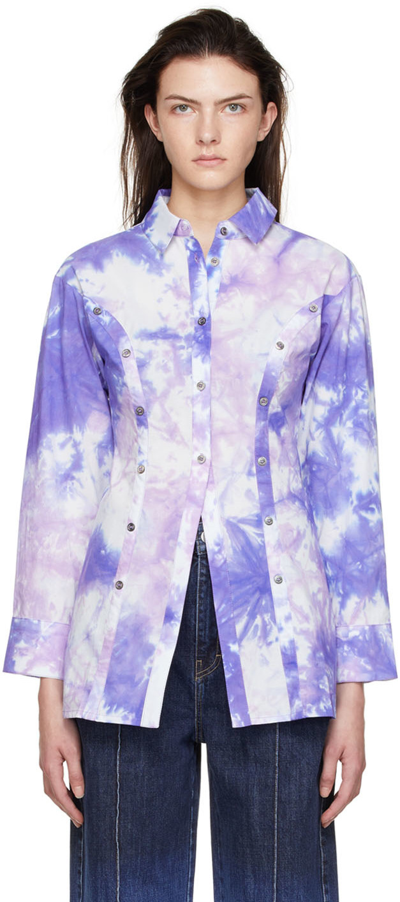 Rokh Tie-dye Decorative-buttons Shirt In 36purpletiedye