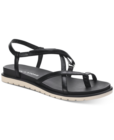 Shop Sun + Stone Women's Juune Toe Loop Strappy Flat Sandals, Created For Macy's In Black