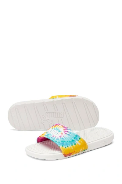 Shop Puma Cool Cat Tie Dye Slide Sandal In  White-phlox Pink