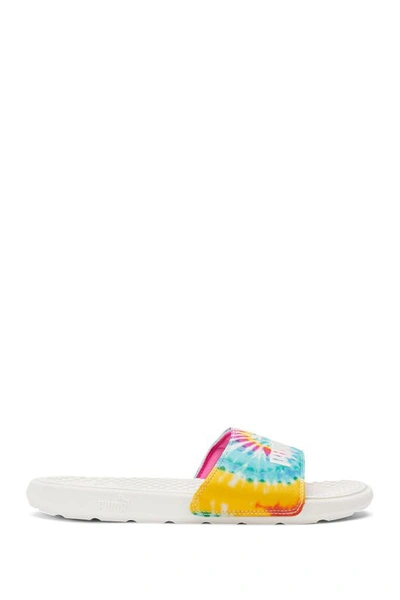 Shop Puma Cool Cat Tie Dye Slide Sandal In  White-phlox Pink