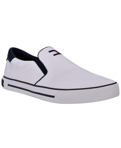 Shop Tommy Hilfiger Men's Roaklyn Slip On Sneakers With Flag Logo Men's Shoes In White