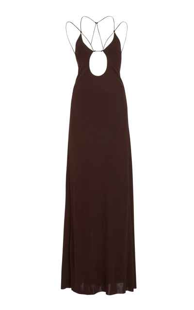 Shop Victoria Beckham Women's Spaghetti Strap Maxi Dress In Orange,brown