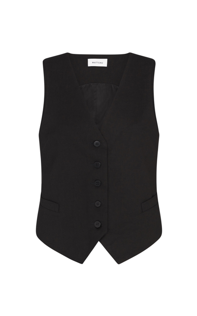 Shop Matteau Women's Linen-blend Waistcoat In Neutral,black