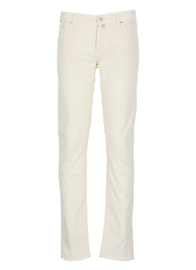 Shop Jacob Cohen Nick Trousers In Cream White