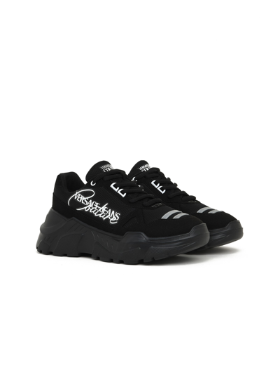 Versace Jeans Couture Fabric And Suede Running Sneakers In Black | ModeSens