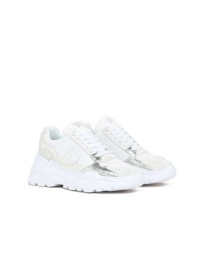 Shop Versace Jeans Couture Sneakers In White/silver