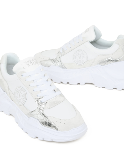 Shop Versace Jeans Couture Sneakers In White/silver