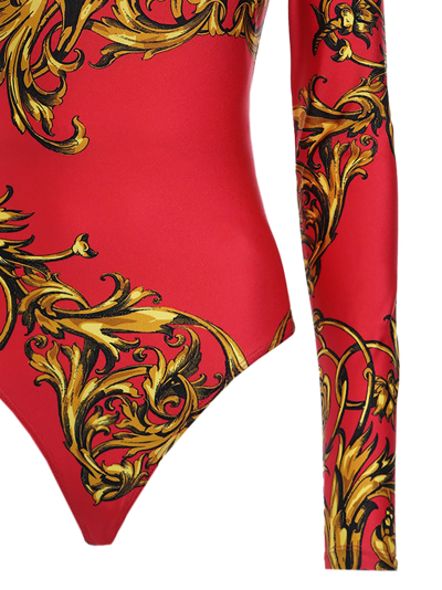 Shop Versace Jeans Couture Long-sleeved Open-back Print Body In 531+948