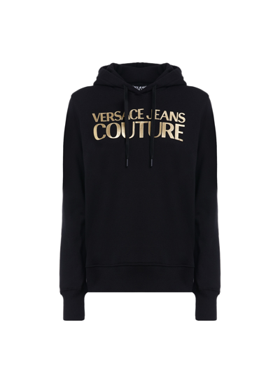 Shop Versace Jeans Couture Thick Lamina Logo Print Hoodie In 899 + 948
