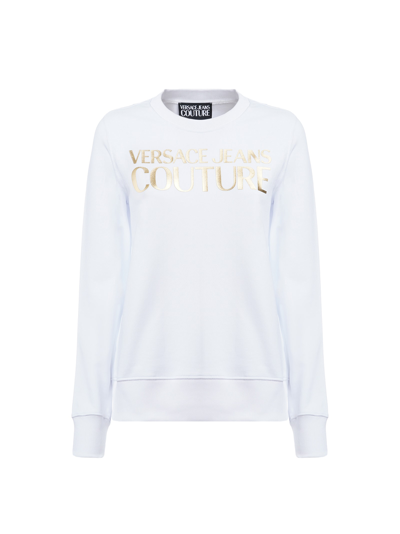 Shop Versace Jeans Couture Lamina Logo Print Sweatshirt In 003 + 948