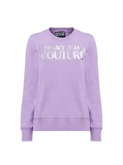 Shop Versace Jeans Couture Lamina Logo Print Sweatshirt In Lavander