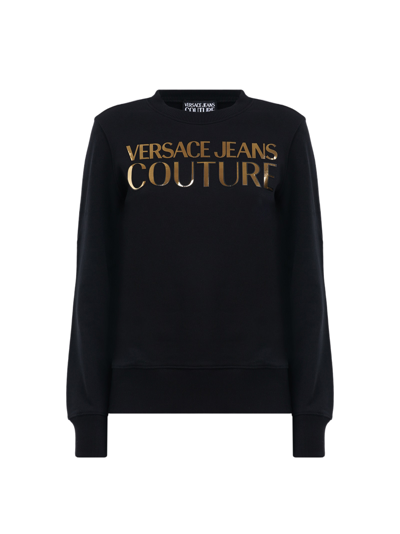 Shop Versace Jeans Couture Lamina Logo Print Sweatshirt In 899 + 948