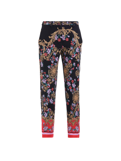 Shop Versace Jeans Couture Ankle-length Print Cigarette Trousers In 531+948